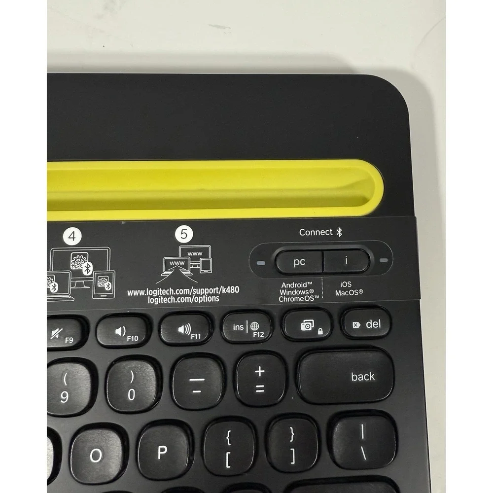 Logitech K480 Bluetooth Multi-Device Keyboard Black Yellow Wireless Universal